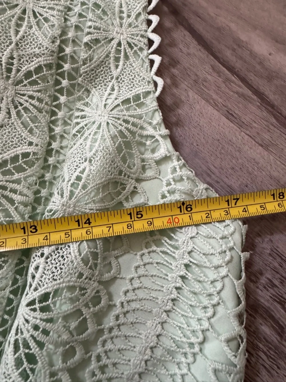 Gianni Bini Lace Dress Size 8 Mint Green Tiered Boho V-Neck - Picture 12 of 15